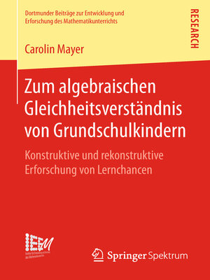 cover image of Zum algebraischen Gleichheitsverständnis von Grundschulkindern